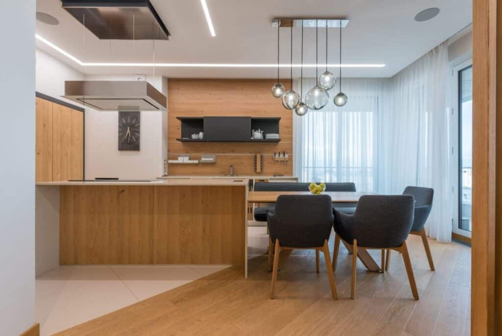 Modern open-concept kitchen remodel with quartz countertops in Arlington TX home