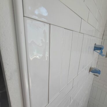 close up of ceramic tile in shower remodel