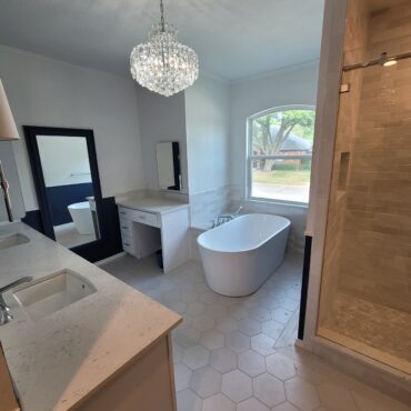 newly remodeled bathroom wide view
