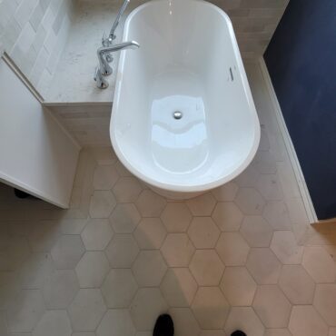 soak tub installation in bathroom remodel