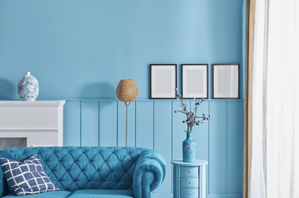 bright colors: Blue room interior style.