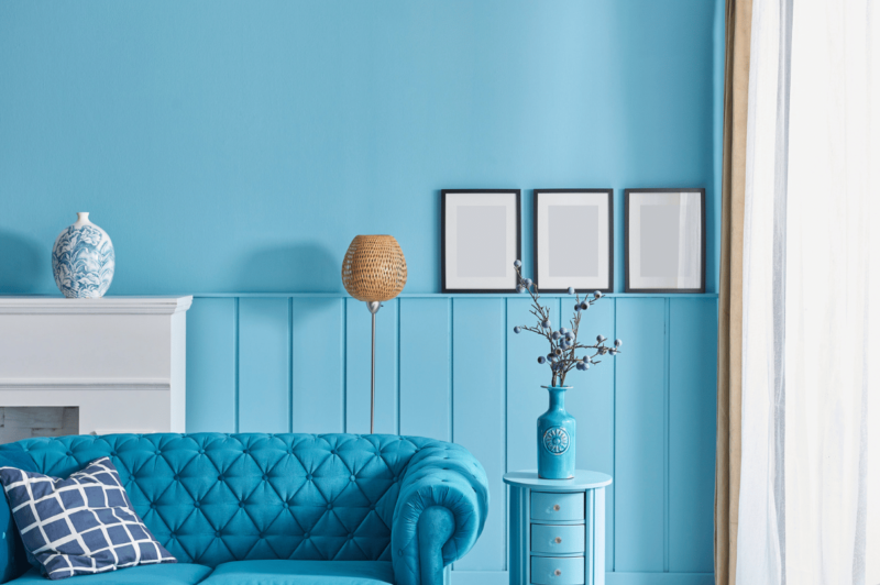 bright colors: Blue room interior style.