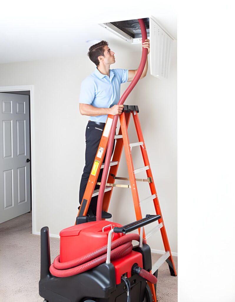 HVAC system inspection before air duct cleaning service in South Arlington TX home