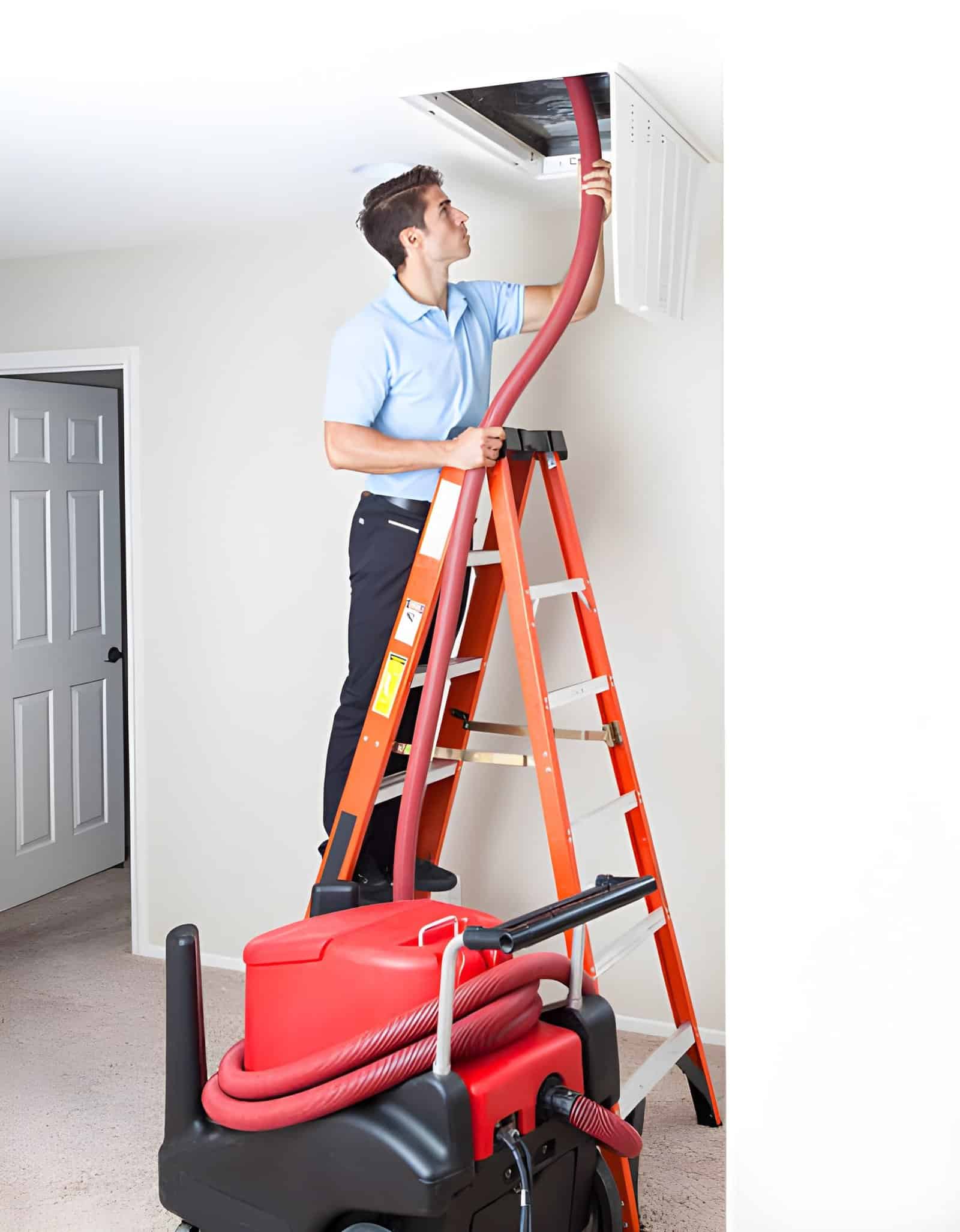 HVAC system inspection before air duct cleaning service in South Arlington TX home