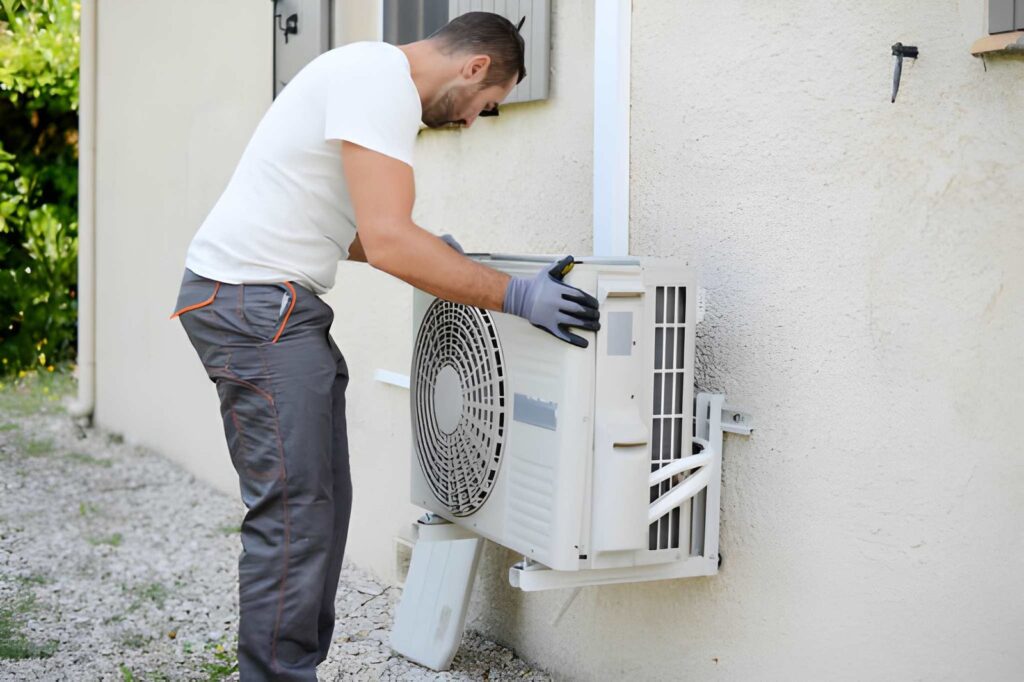 Residential hvac system installation process inside home