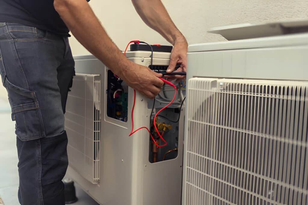 old HVAC unit removal during HVAC replacement service in Arlington home