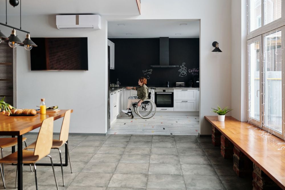 Widened doorway installed for wheelchair access during aging-in-place home improvement project