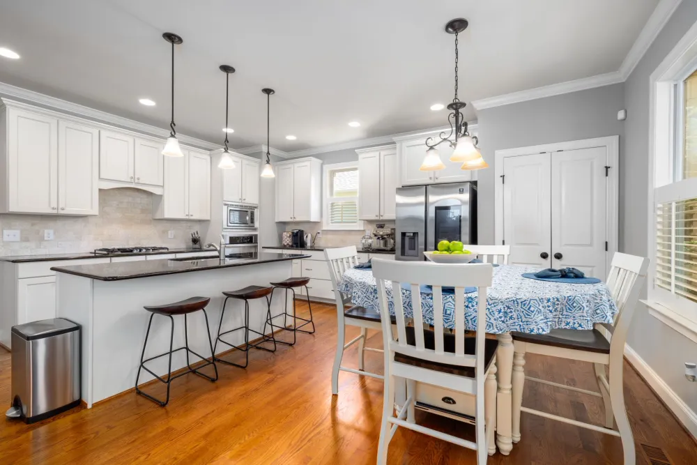 Open-concept kitchen remodel in a 1990s ranch home in Hurst TX showing updated layout