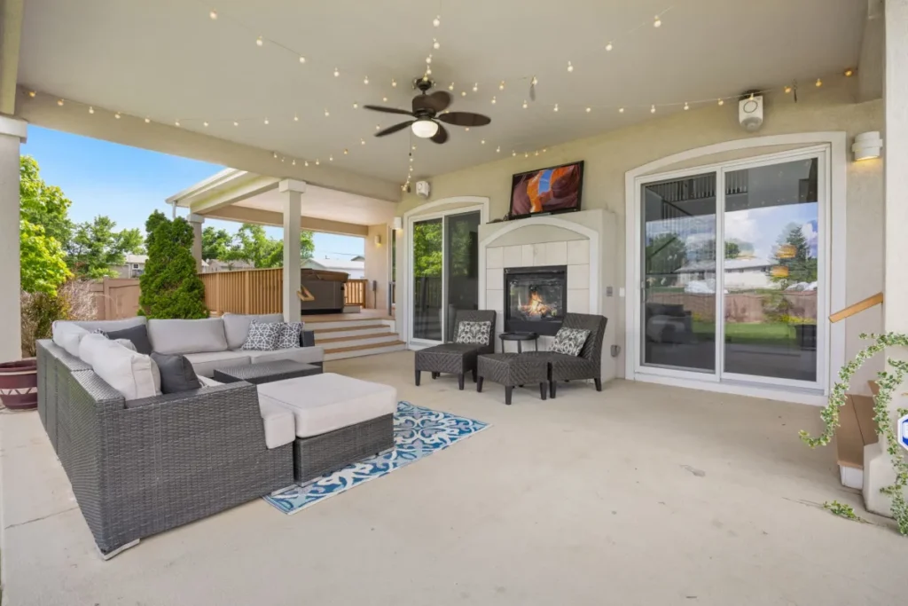 Beautifully remodeled backyard patio for outdoor entertaining in Arlington TX