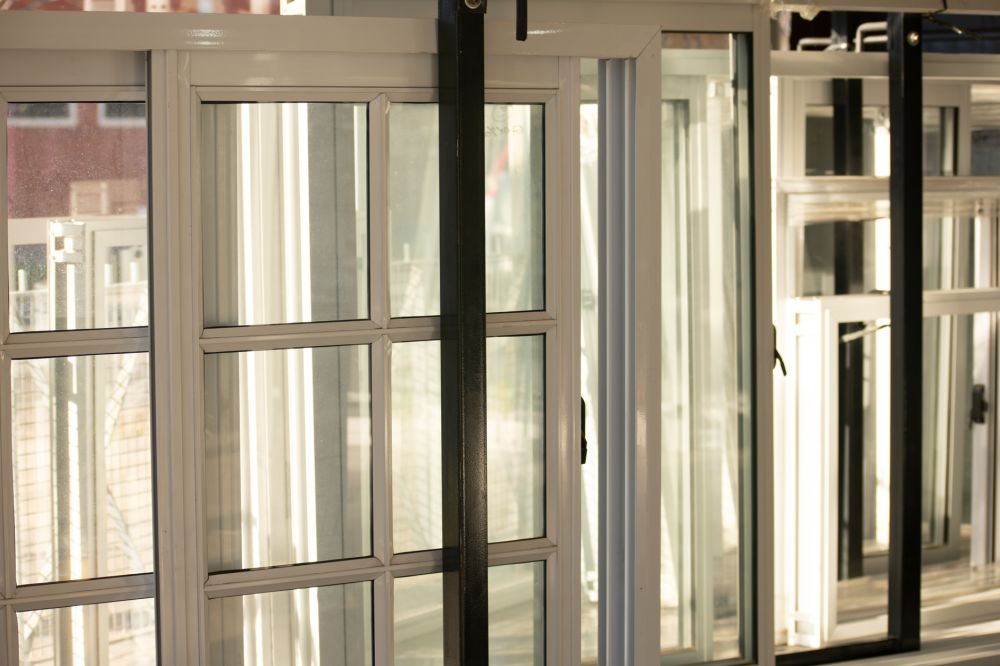 Close-up of low-E coated glass window blocking Texas summer heat