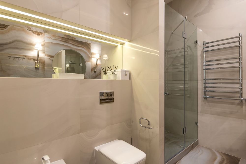 Acrylic wall panels installed in a shower surround as a low-maintenance tile alternative