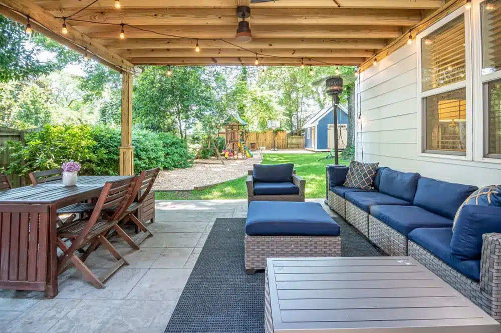 Covered pergola patio attached to home in Arlington TX outdoor remodeling upgrade