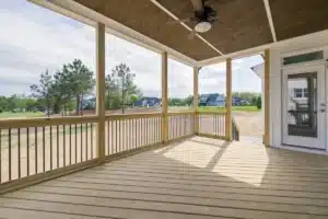 Newly built wooden deck in an Arlington TX backyard ready for outdoor living