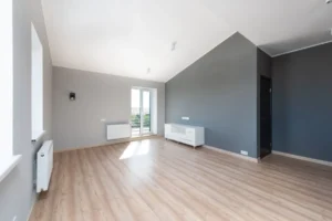 Freshly renovated Arlington TX living room with new flooring and interior paint