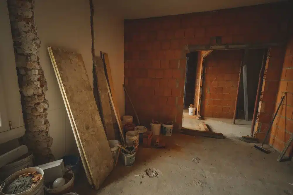 Kitchen demolition in progress during a full cabinet and countertop remodel in Texas