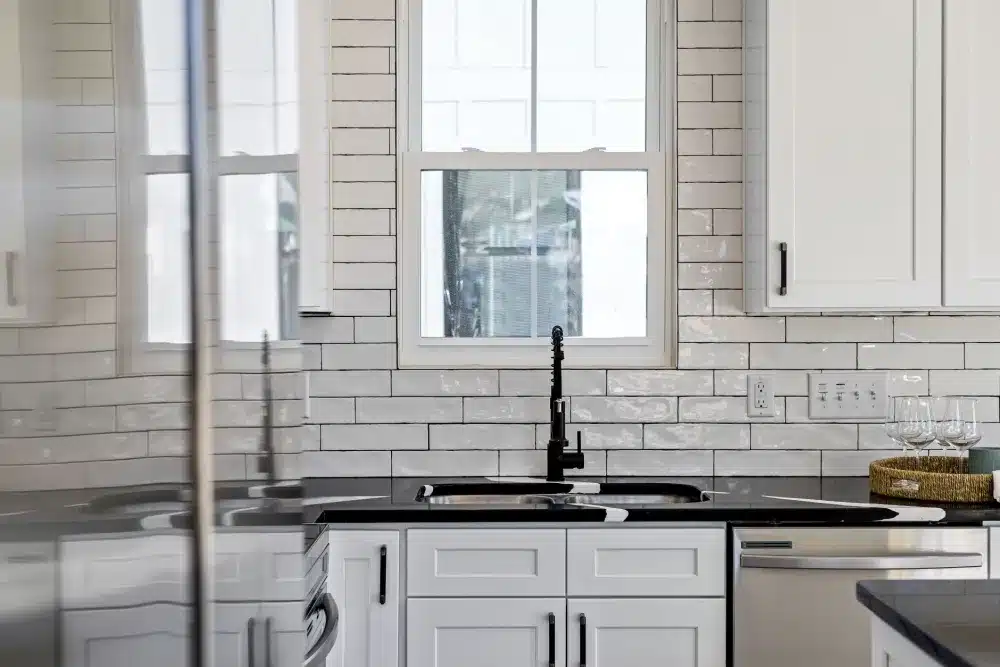 Close-up of quartz countertop surface installed during kitchen remodeling in a DFW home