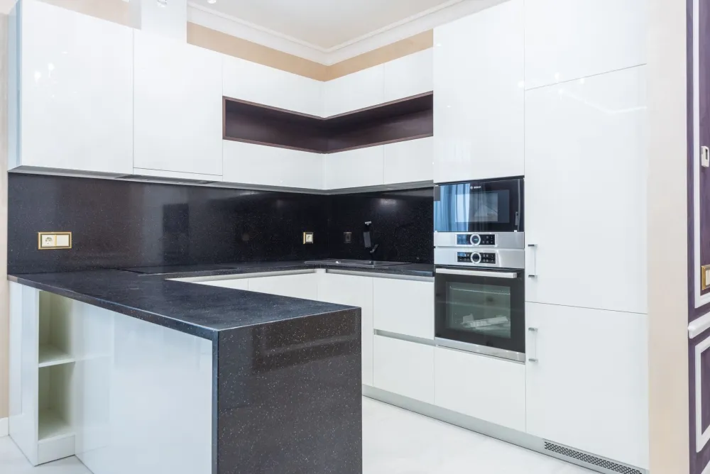 Polished quartz countertop surface in a freshly remodeled kitchen near Arlington Texas