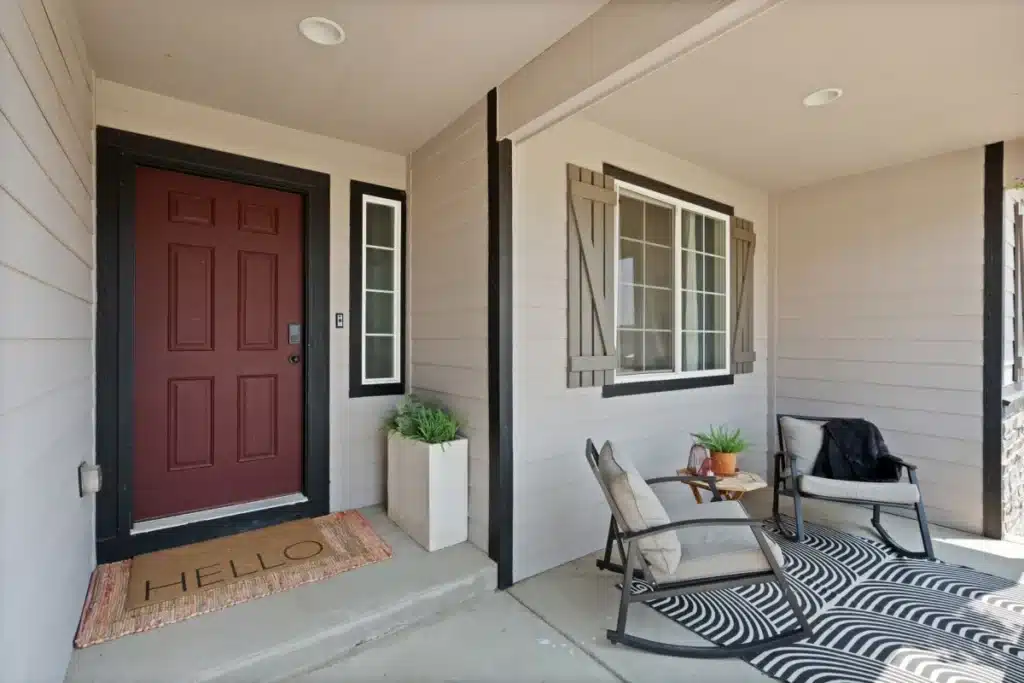 Beautiful covered patio outdoor living space remodel in Arlington TX backyard