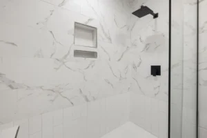 Modern tile vs acrylic shower comparison in an Arlington TX bathroom remodel