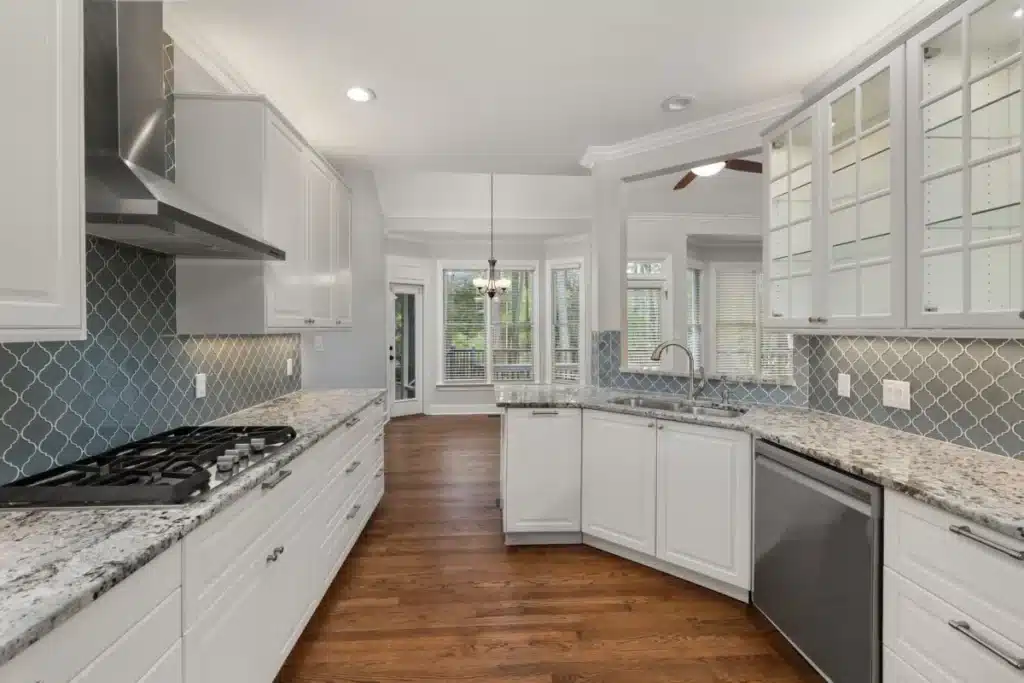 Freshly remodeled kitchen with quartz countertops and new cabinetry in Arlington TX home