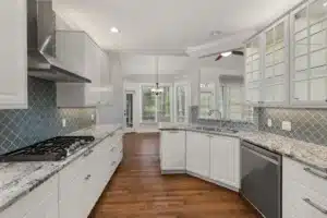 Freshly remodeled kitchen with quartz countertops and new cabinetry in Arlington TX home