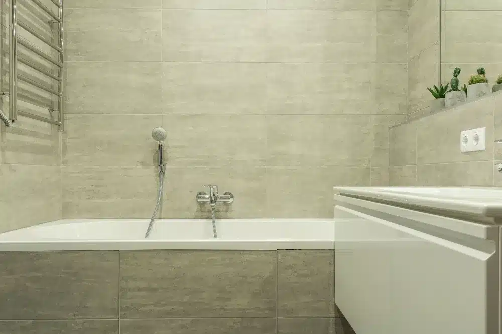 Professional bathroom tile installation during a home improvement project in Bedford TX
