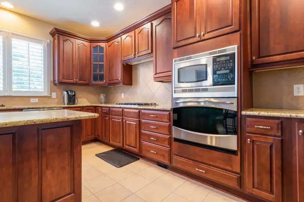 Level placed on the kitchen floor of an Ash Meadows, Fort Worth home