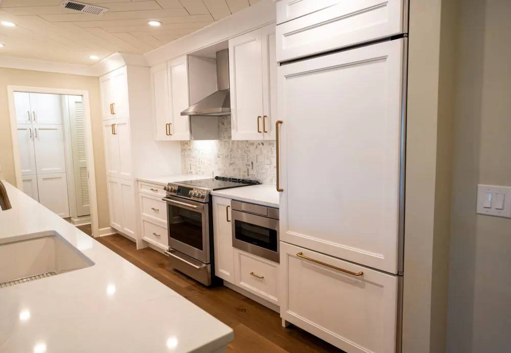 Kitchen cabinets being installed during a Grand Prairie home remodel