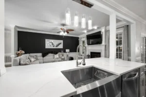Remodeled open living room and kitchen in a Grand Prairie home