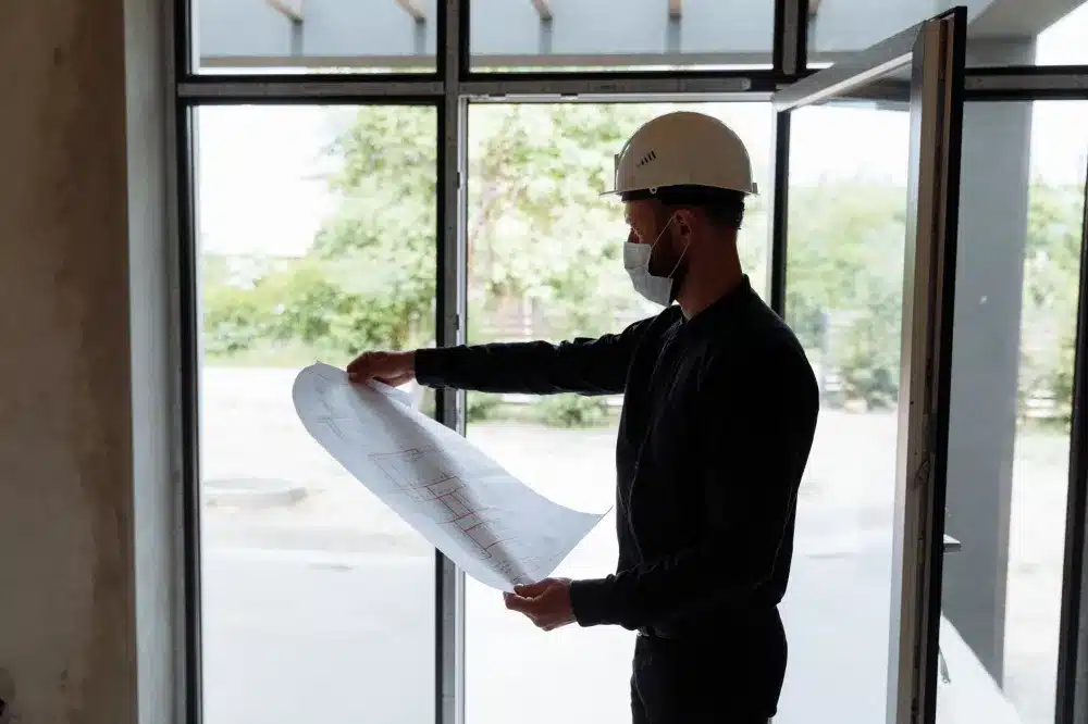 Remodeling contractor reviewing investment property renovation plans with a property owner